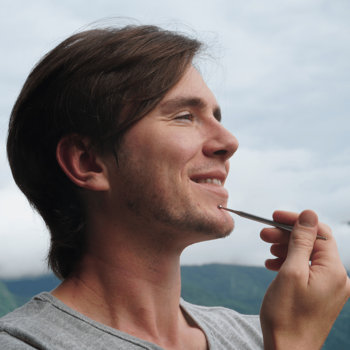 Jude demonstrating an INVG acupressure tool
