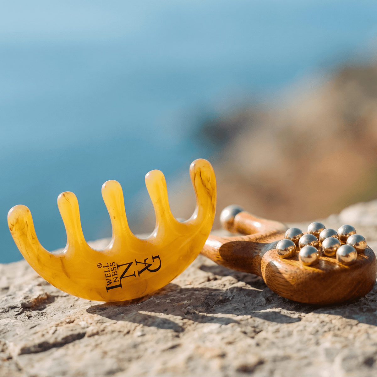 The Unwind Duo | Brass Acupressure Tool & Scalp Massager Set — - INVG Wellness