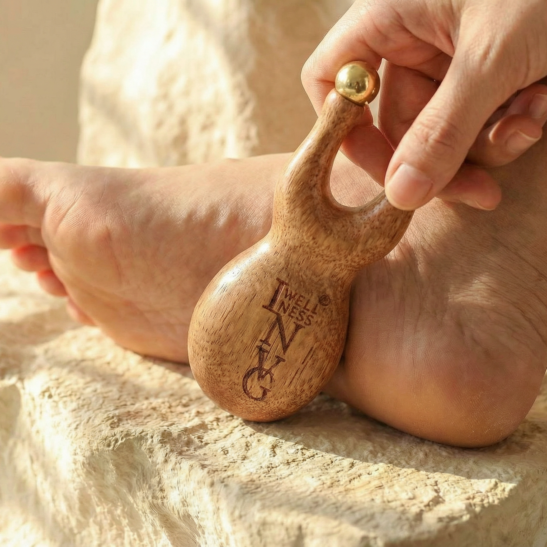 Der INVG Skarabäus – Walnuss- & Messing-Akupressurwerkzeug